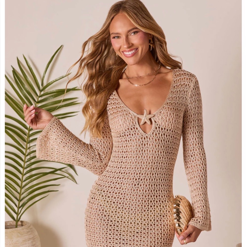 Vici Quiet Paradise Crochet Cover Up Dress - M